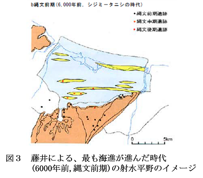 図3 藤井による最も海進が進んだ時代の射水平野のイメージ