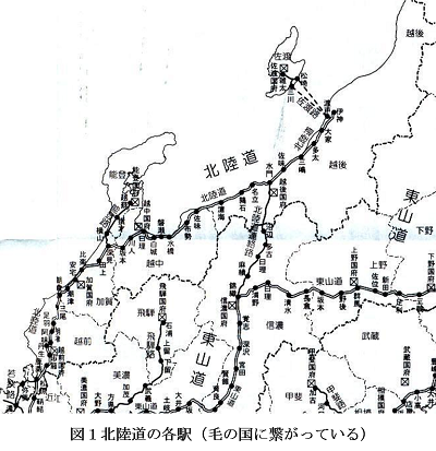 図1 北陸道の各駅(毛の国に繋がっている)